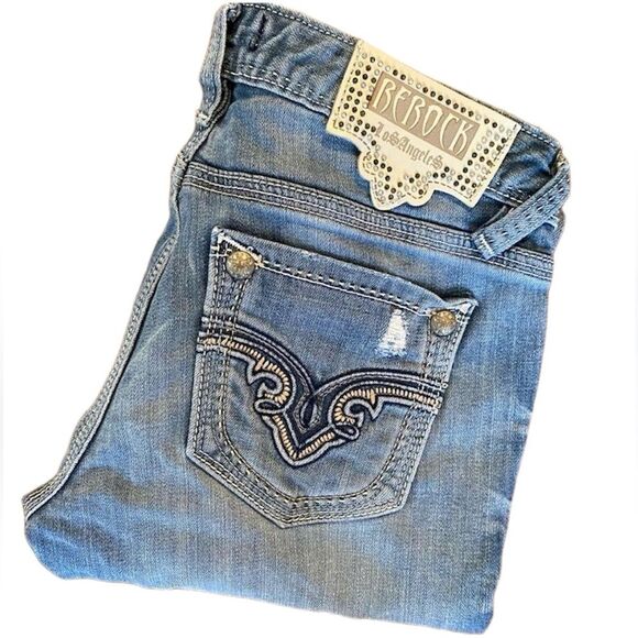 REROCK for EXPRESS Jeans‎ Skinny low rise Embellished distressed light size 0 - Picture 1 of 14